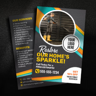 Druk wassen huis schoonmaken Power Wash Service Flyer
