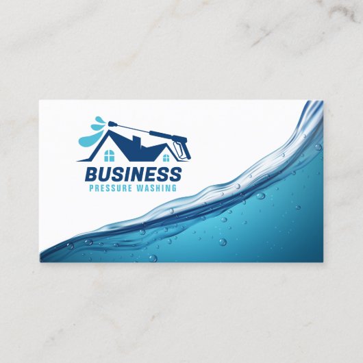 Druk Wassen Huis Wassen Macht Wassen Schoonmaken Visitekaartje (Voorkant)