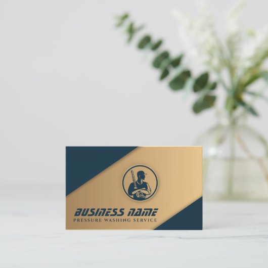 Druk wassen Logo Navy blauw & goud Visitekaartje (Staand voorkant)