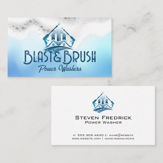 Druk wassen Logo | Zeepschuim Visitekaartje (Voorkant / Achterkant)