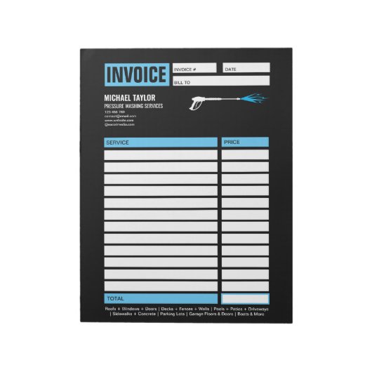 Druk wassen macht wassen ontvangstbewijs factuur notitieblok (Linkerzijde)