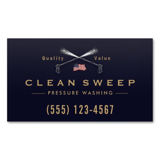 Druk Wassen Macht Wassen Patriottisch Bedrijf Magnetisch Visitekaartje (Voorkant)