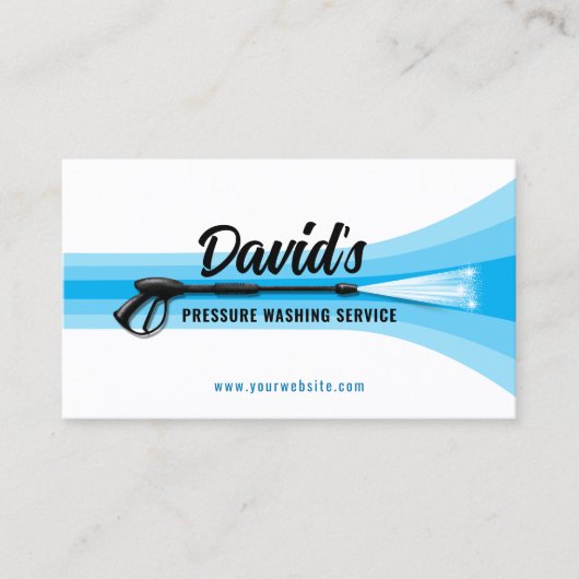 Druk Wassen Moderne Blauwe Strepen Schoonmaken Visitekaartje (Voorkant)