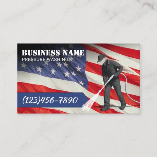 Druk Wassen Patriottische Power Washer Schoonmaken Visitekaartje (Voorkant)