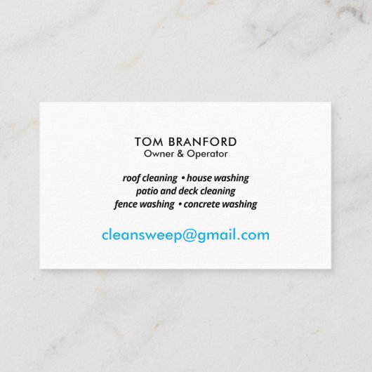 Druk wassen Power Wash Cleaner Patriottisch Visitekaartje (Achterkant)