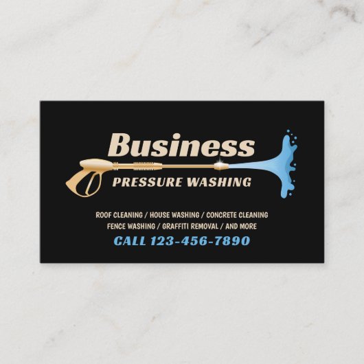 Druk Wassen Power Wash Gold Schoonmaak Service Visitekaartje (Voorkant)