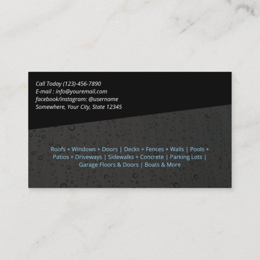 Druk wassen Power Wash Modern Zwart Visitekaartje (Achterkant)