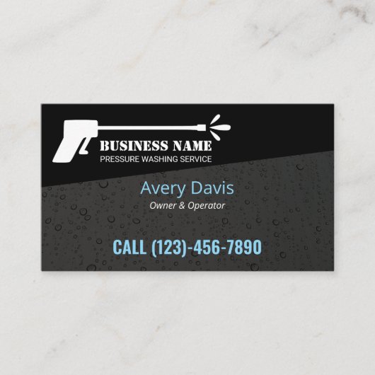 Druk wassen Power Wash Modern Zwart Visitekaartje (Voorkant)