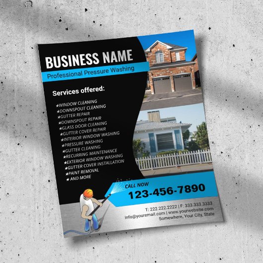 Druk wassen Power Washer Pro House Cleaning Flyer