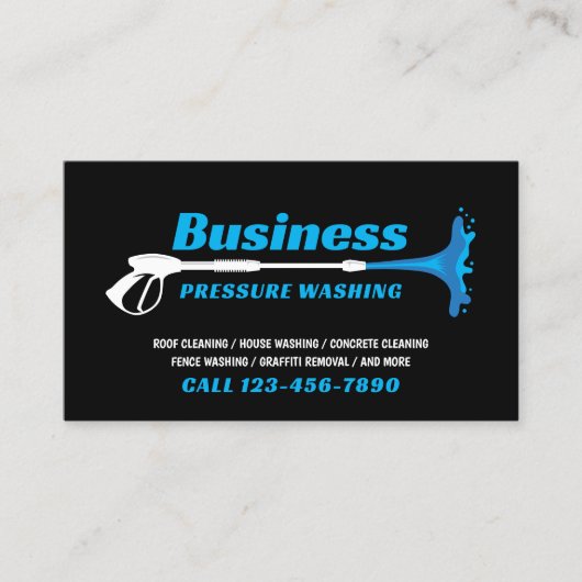 Druk wassen Power Washer Zwart Schoonmaken Visitekaartje (Voorkant)