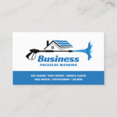 Druk wassen Power Wasmachine Blauw huis schoonmake Visitekaartje (Voorkant)