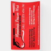 Druk wassen rood Power Wash Cleaner Shop Spandoek (Verticaal)
