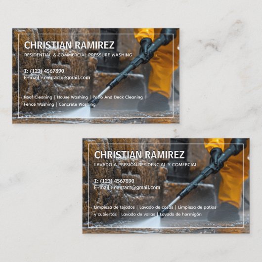 Druk wassen tweetalig Spaans Visitekaartje (Voorkant / Achterkant)