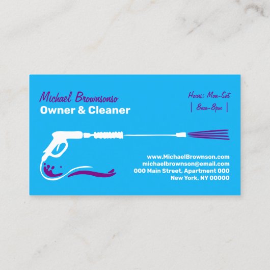 Druk Wassen Zwart Power Wash blauw paarse Visitekaartje (Achterkant)