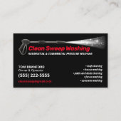 Druk wassen zwart Power Wash Cleaner rood Visitekaartje (Voorkant)