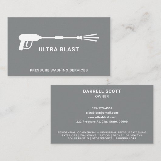 Druk Waswater Pistool grijs Visitekaartje (Voorkant / Achterkant)