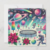 Drukbare grillige kosmische poinsettia plakboek kaart (Achterkant)