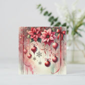 Drukbare grillige poinsettia kerstversieringen kaart (Staand voorkant)