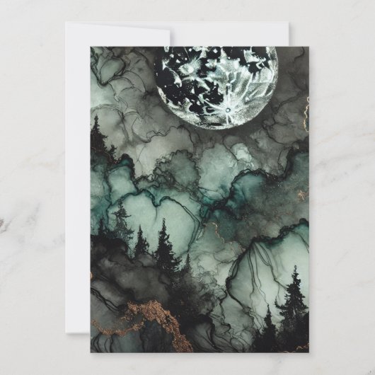 Drukbare Haunted Forest Halloween Alcohol Inkt Kaart (Voorkant)