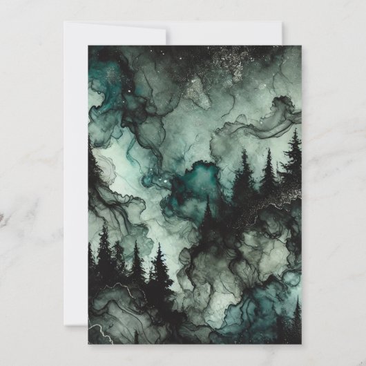 Drukbare Haunted Forest Halloween Alcohol Inkt Kaart (Achterkant)