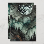 Drukbare Haunted Forest Halloween Alcohol Inkt Kaart (Voorkant / Achterkant)