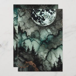 Drukbare Haunted Forest Halloween Alcohol Inkt Kaart