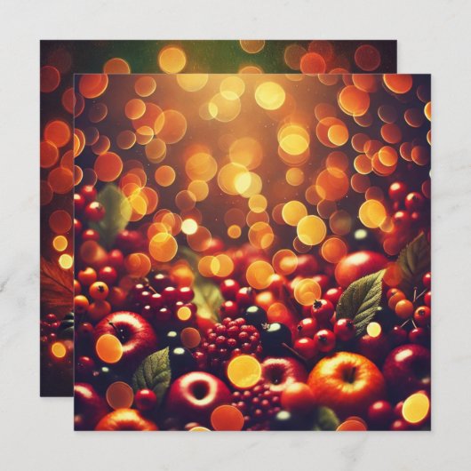 Drukbare Herfst Oogst Fruit Bokeh Scrapbook Kaart (Voorkant / Achterkant)
