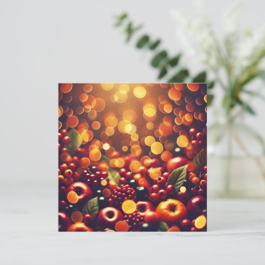 Drukbare Herfst Oogst Fruit Bokeh Scrapbook Kaart (Staand voorkant)