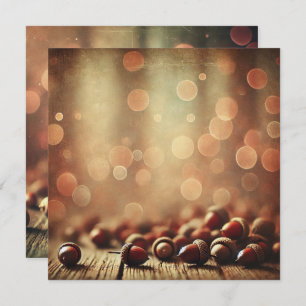 Drukbare Herfst Rustic Wood & Acorn Bokeh Scrapboo Kaart