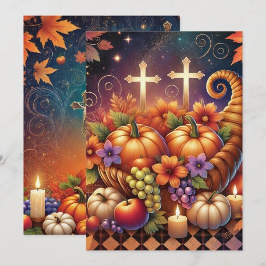Drukbare Levendige Christelijke Halloween Cornucop Kaart (Voorkant / Achterkant)