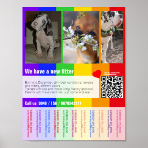 drukbare puppy's te koop sjabloon poster