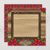 Drukbare Rustieke Houten Poinsettia Lijst Scrapboo Kaart (Voorkant / Achterkant)