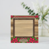 Drukbare Rustieke Houten Poinsettia Lijst Scrapboo Kaart (Staand voorkant)