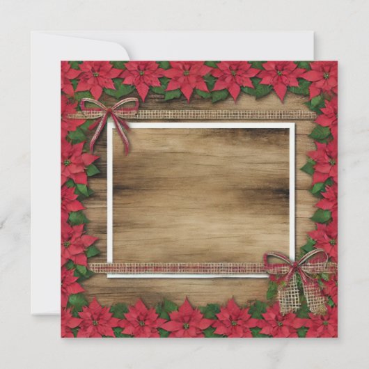 Drukbare Rustieke Houten Poinsettia Lijst Scrapboo Kaart (Achterkant)