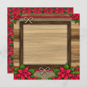 Drukbare Rustieke Houten Poinsettia Lijst Scrapboo Kaart