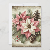 Drukbare Rustieke Waterverf Winter Poinsettia Kaart (Voorkant)