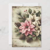 Drukbare Rustieke Waterverf Winter Poinsettia Kaart (Achterkant)