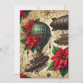 Drukbare Steampunk Airship met Poinsettia Kaart (Achterkant)