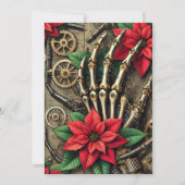 Drukbare Steampunk Hand Botten met Poinsettia Kaart (Achterkant)