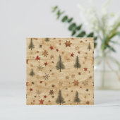 Drukbare Vintage Christmas Pine op perkament Kaart (Staand voorkant)