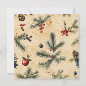 Drukbare Vintage Christmas Pine op perkament Kaart (Achterkant)