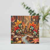Drukbare Whimsical Autumn Fairy Village Scrapbook Kaart (Staand voorkant)