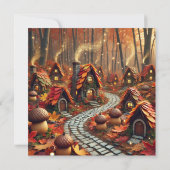 Drukbare Whimsical Autumn Fairy Village Scrapbook Kaart (Achterkant)