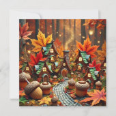 Drukbare Whimsical Autumn Fairy Village Scrapbook Kaart (Voorkant)