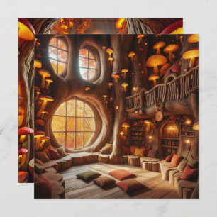 Drukbare Whimsical Autumn Hollow Tree Scrapbook Kaart