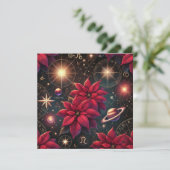 Drukbare Witchy Celestial Poinsettia Scrapbook Kaart (Staand voorkant)