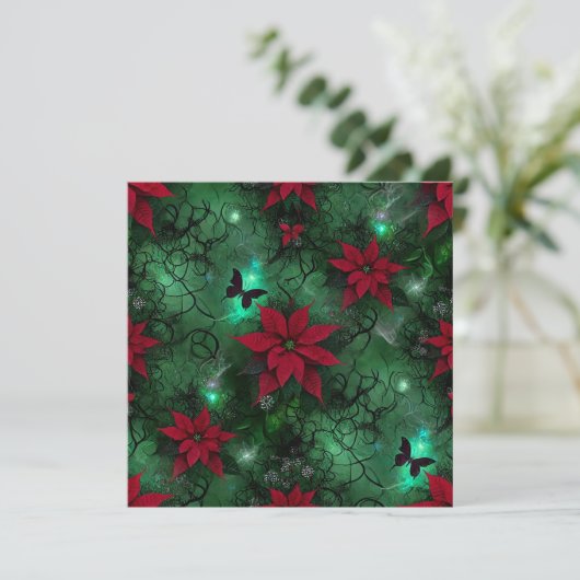 Drukbare Witchy Magic Forest Poinsettia Scrapbook Kaart (Staand voorkant)