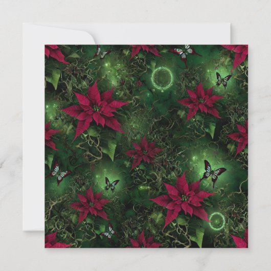 Drukbare Witchy Magic Forest Poinsettia Scrapbook Kaart (Achterkant)