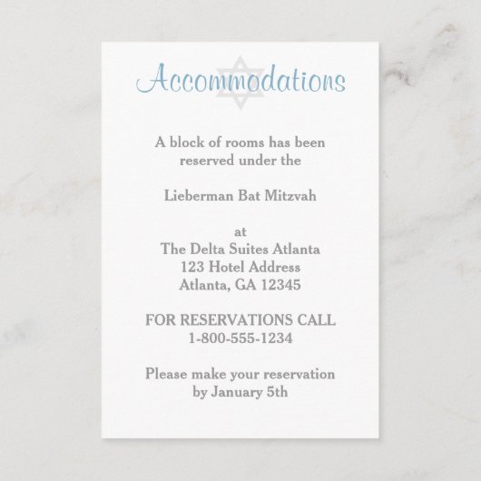 DRUKBEELD - Winter Wonderland Bat Mitzvah Insert Informatiekaartje (Achterkant)