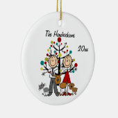 Drukdoos, twee honden, kattenOrnament Keramisch Ornament (Rechts)